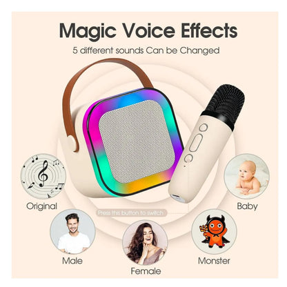 Parlante Karaoke K12 Bluetooth Luces RGB Con Micrófono - Rosado